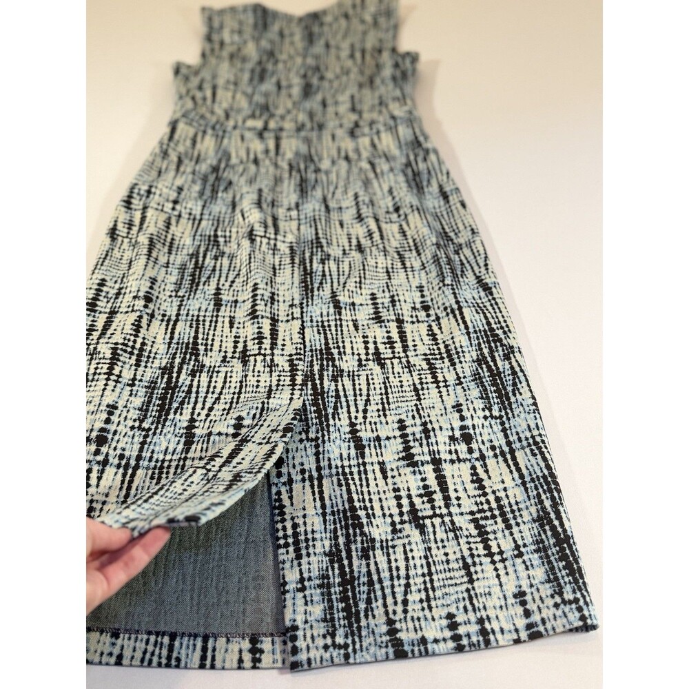 Diane Von Furstenberg DVF Blue Abstract Sheath Dress Size 10 Made in Portugal - Picture 9 of 15